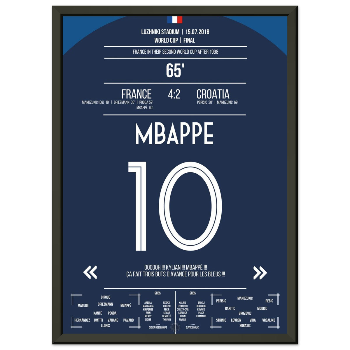 Superstar Mbappé con el gol decisivo en la final del Mundial 2018 contra Croacia.