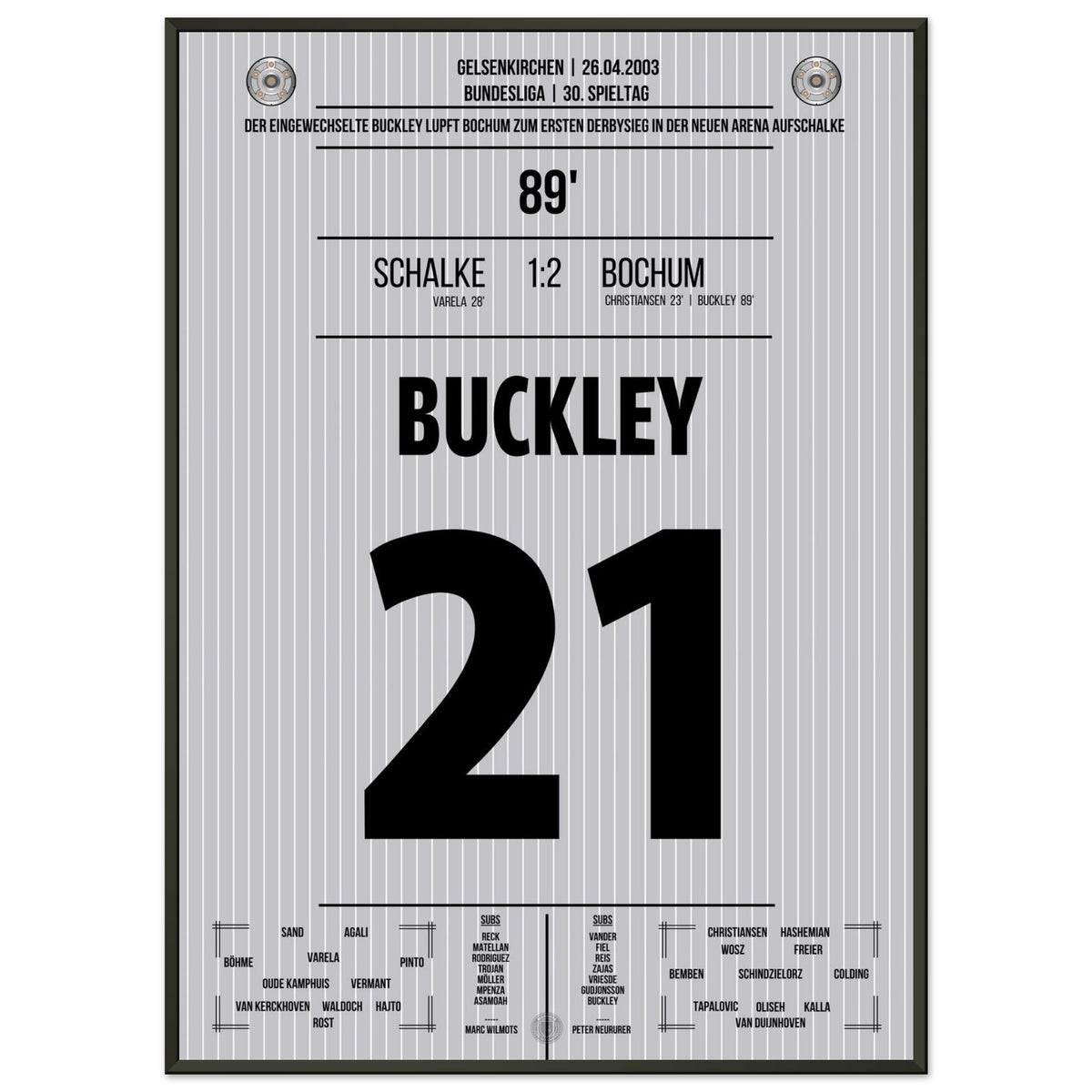 Buckley marca el gol que le da al VfL una victoria tardía en el derbi en Schalke.