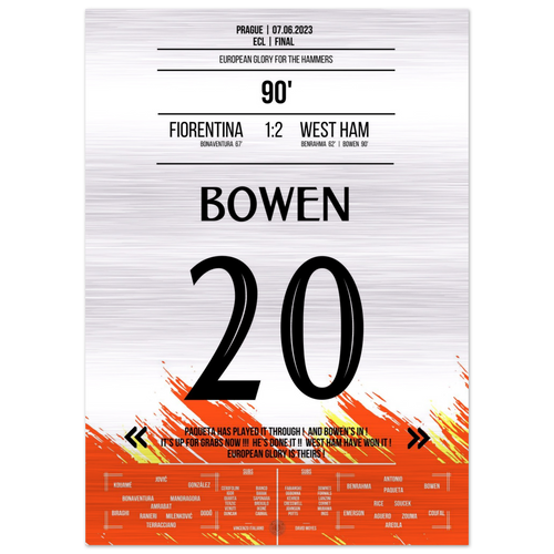 (Metal Print) Bowen's last-minute winning goal for the European Cup triumph for the 