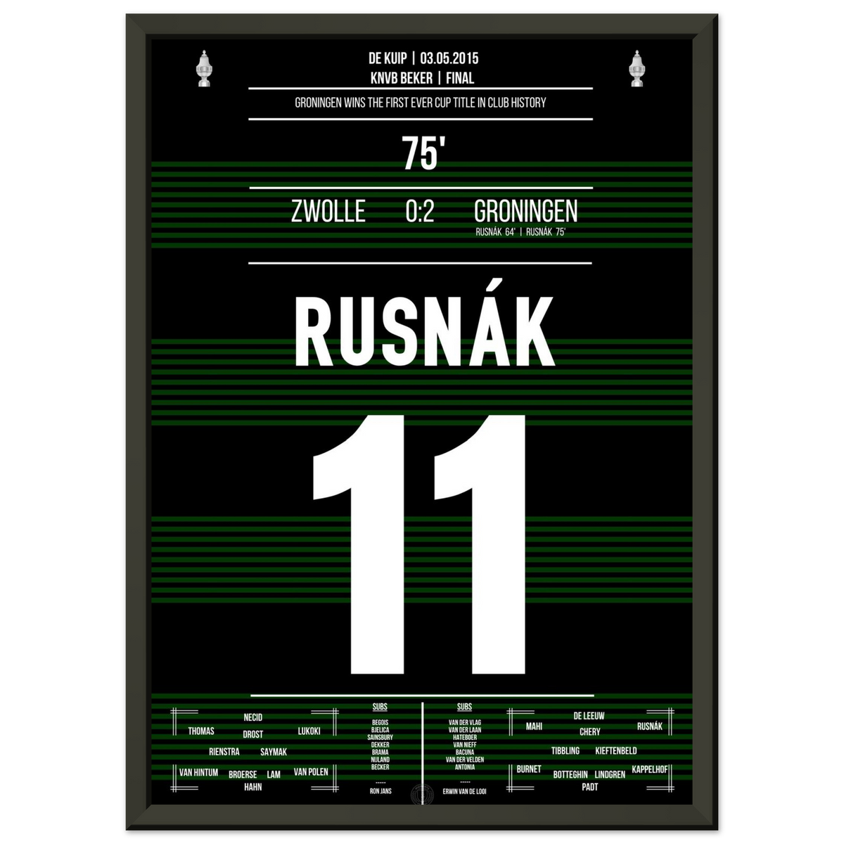 Rusnak schießt Groningen zum Pokalsieg 2015