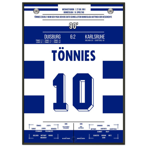 Tönnies récord de hat-trick en una actuación de 5 goles contra el KSC en 1991