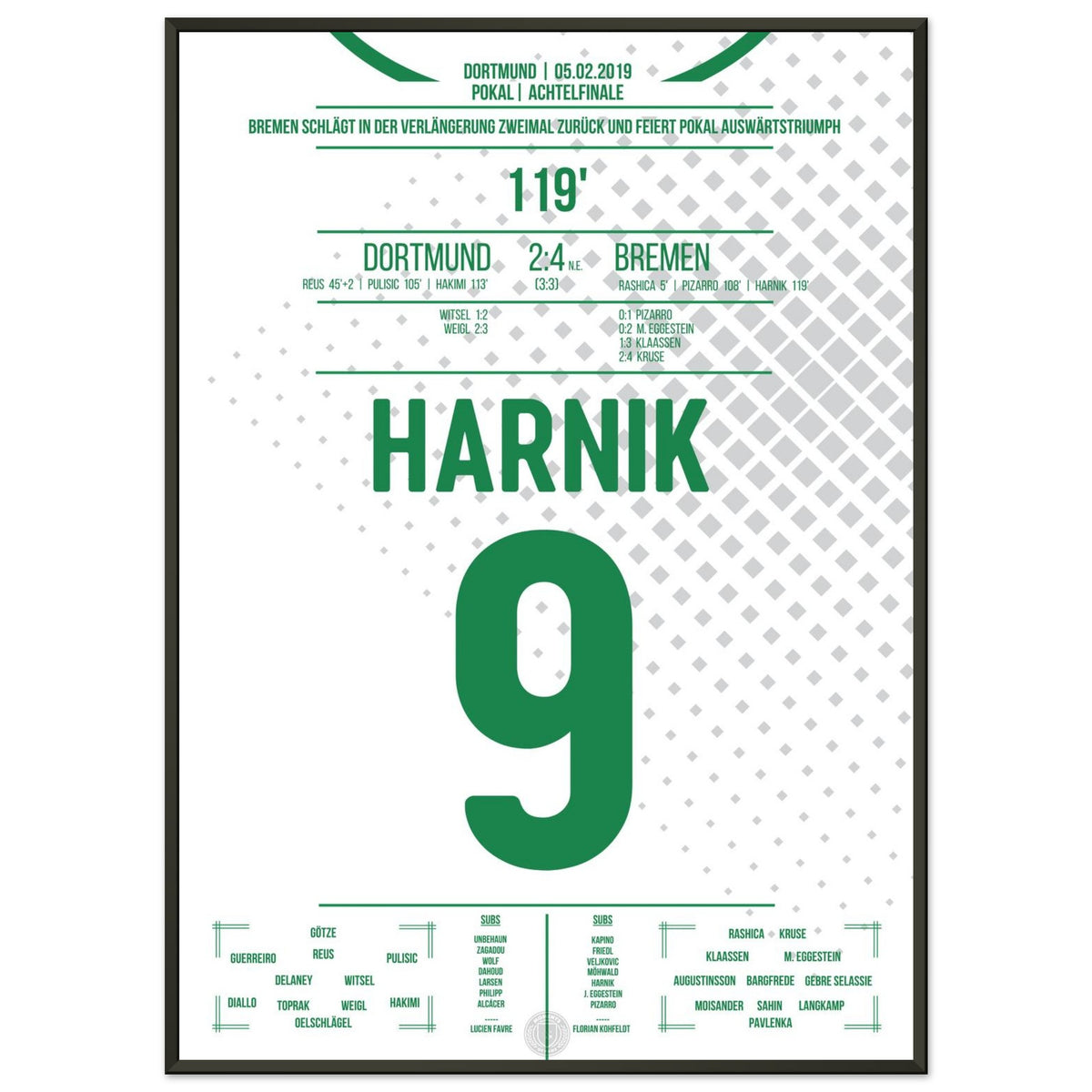 Harnik porta il Bremen ai rigori dei quarti di finale della Coppa DFB 2019.