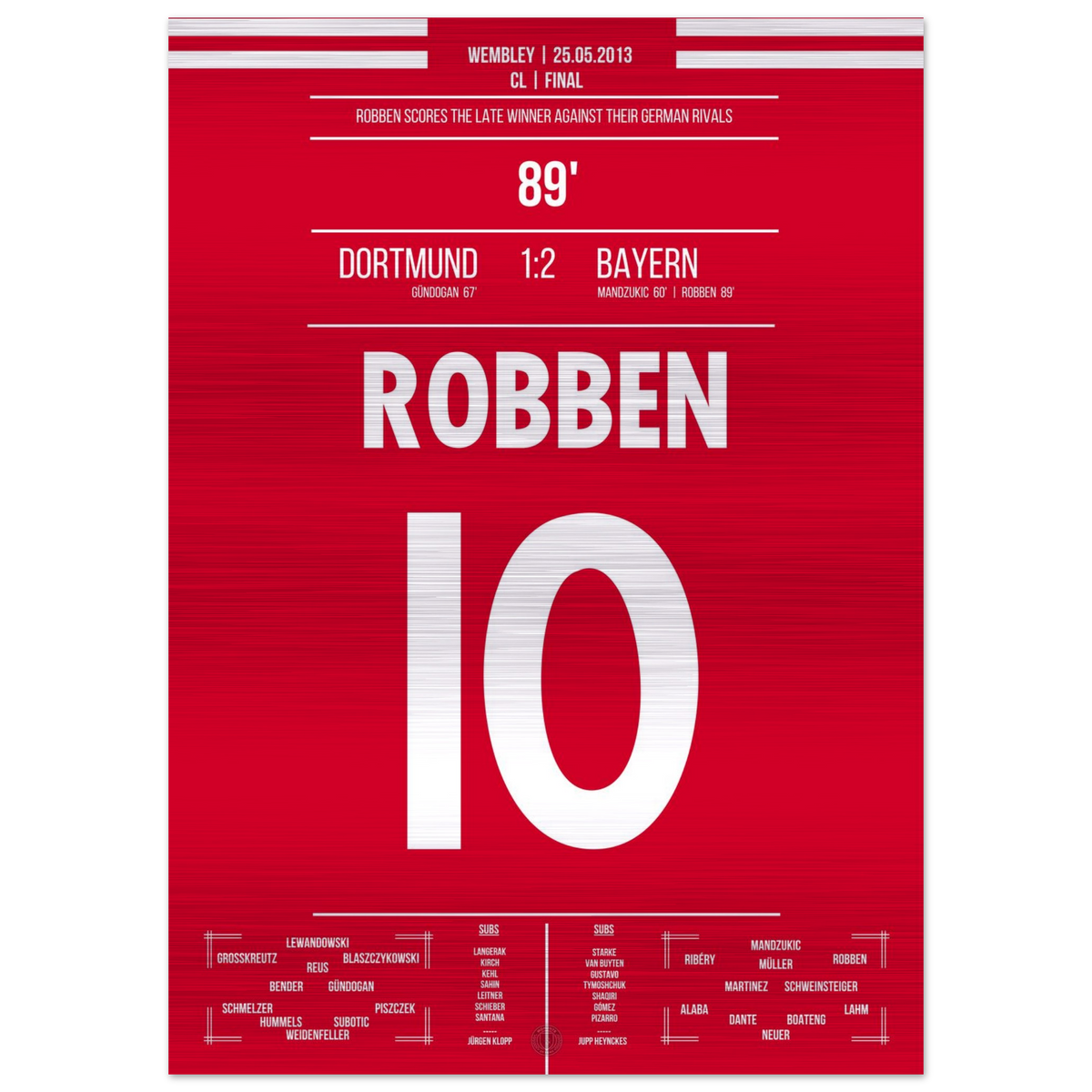 (Metal Print) Robben's goal for the 2013 CL title