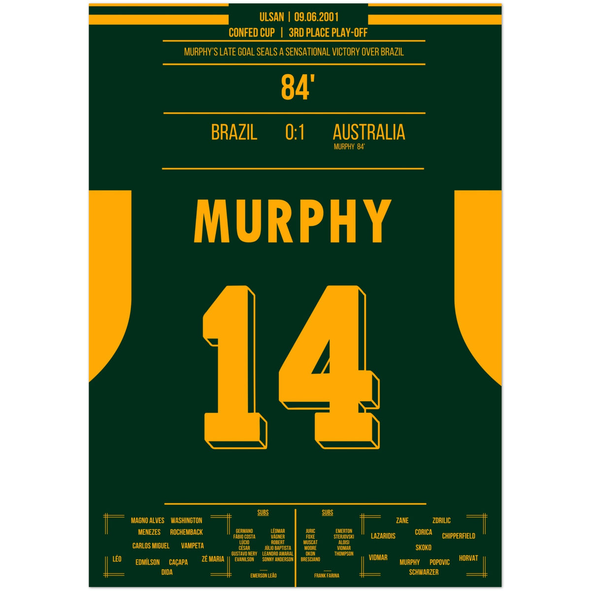 El gol de la victoria de Murphy contra Brasil en 2001.