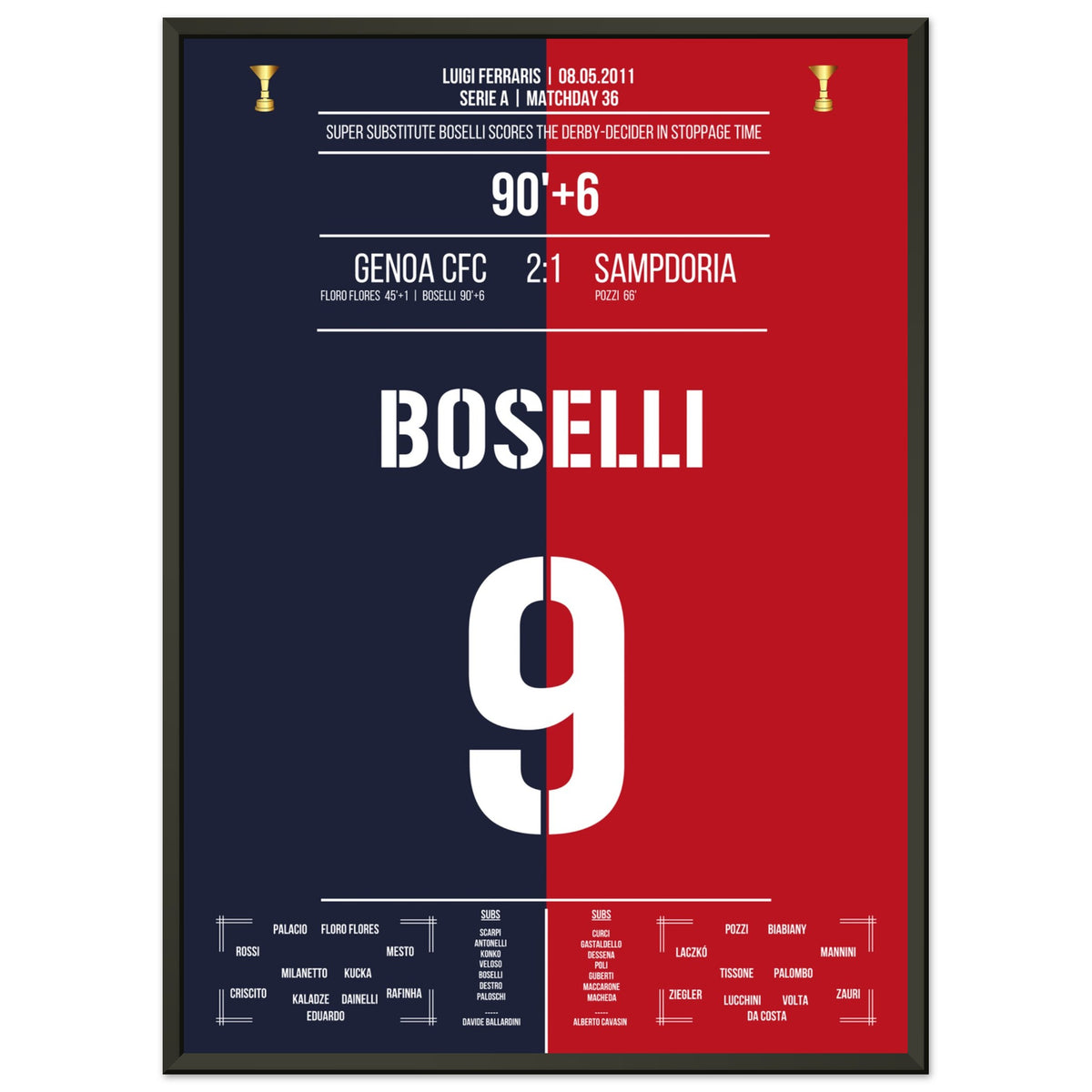 Boselli scores in stoppage time and decides the derby in 2011.