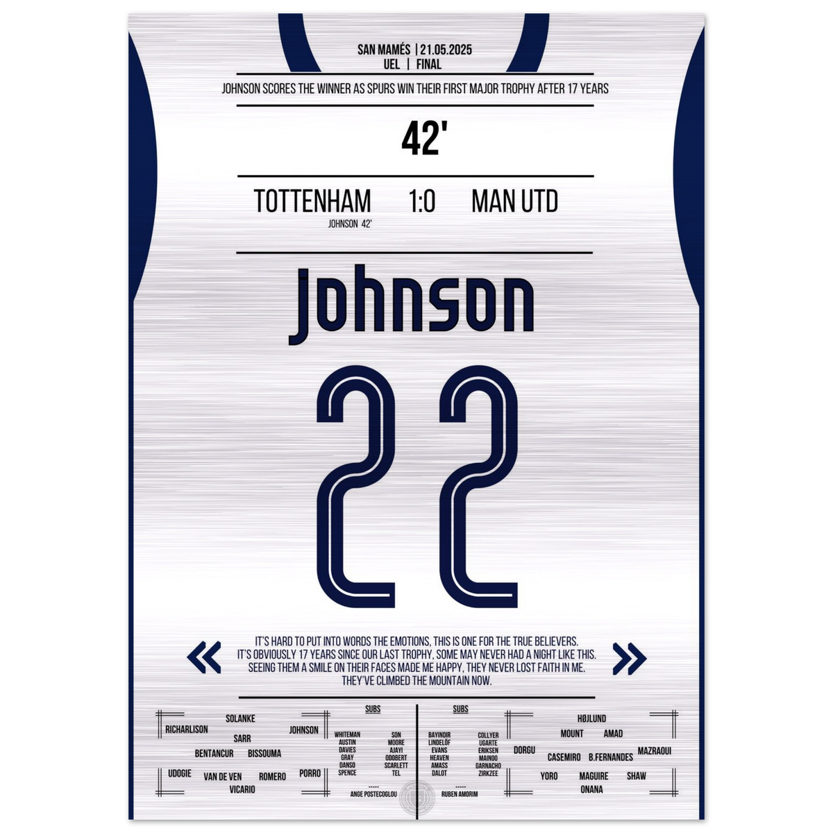 (Metal Print) Johnson's entscheidendes Tor zur Europapokal-Triumph für Tottenham