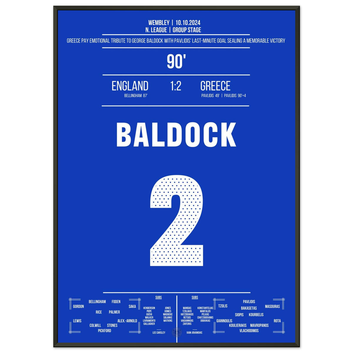 Grecia dedica a George Baldock la victoria histórica en Wembley.