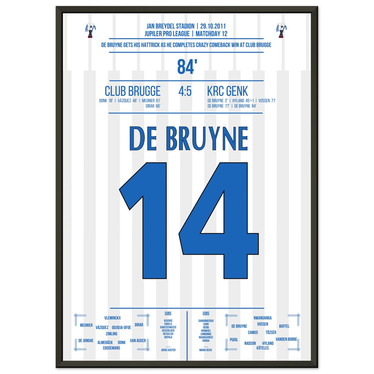 De Bruyne Hattrick per Genk in una leggendaria vittoria di ritorno a Bruges nel 2011