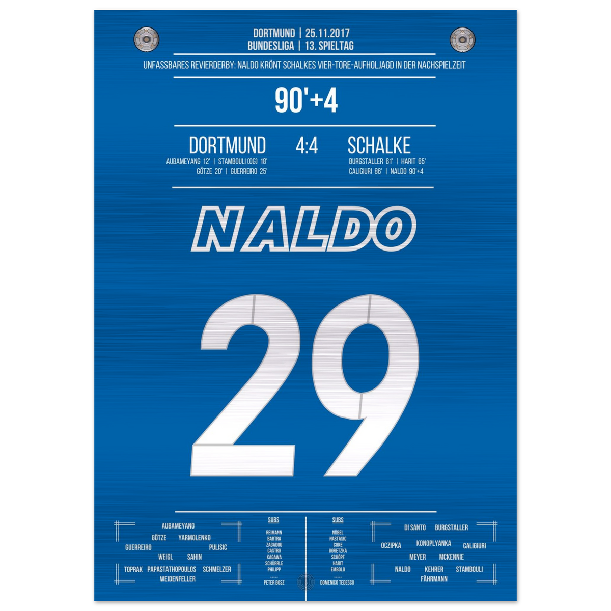 (Metal Print) Naldo's equalizer in a wild comeback in the Revierderby