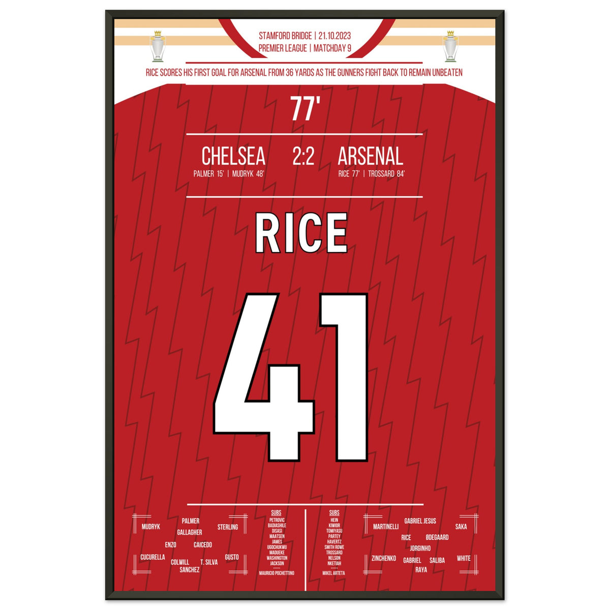 Rice with a distance goal in the derby against Chelsea