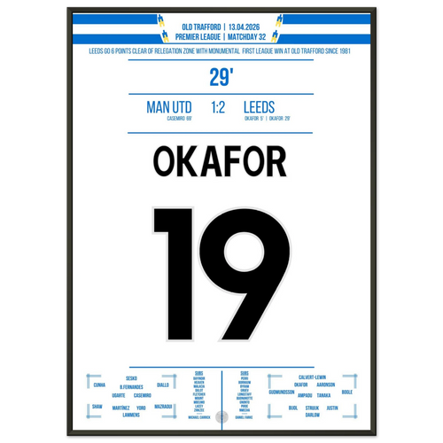 Okafor scores twice in Leeds' first league win at Old Trafford since 1981