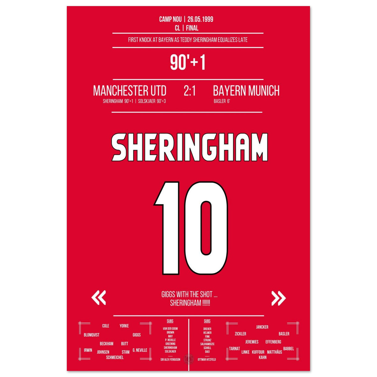 Sheringham's later equalizer in the CL Final 1999