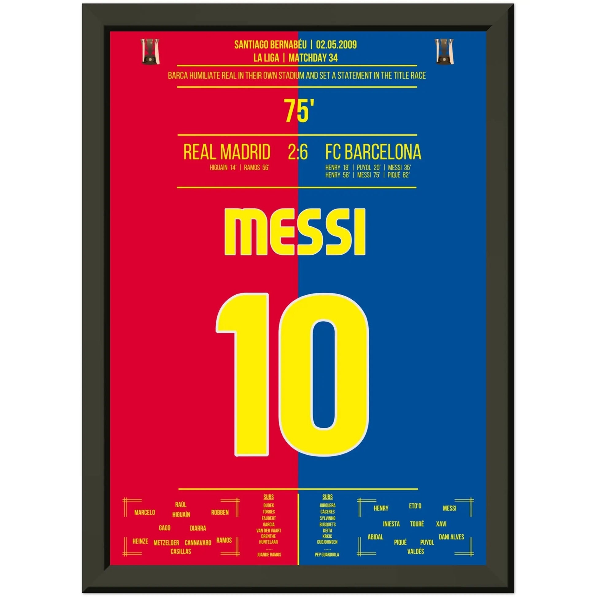 Barcelona's Machtdemonstration im Bernabéu in 2009 | Messi's Doppelpack A4-21x29.7-cm-8x12-Premium-Semi-Glossy-Paper-Metal
