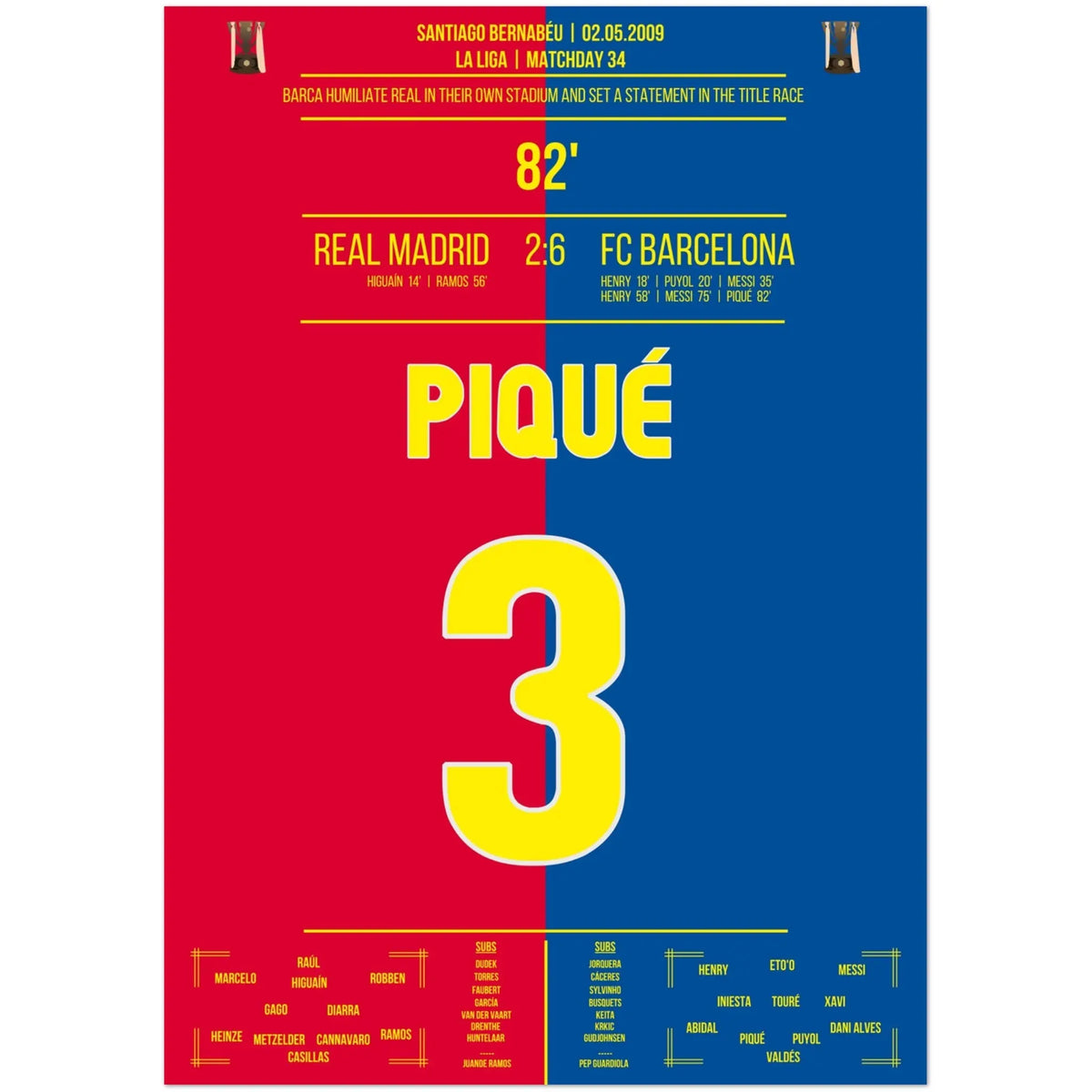 La dimostrazione di potere del Barcellona al Bernabéu nel 2009 | Il gol di Piqué