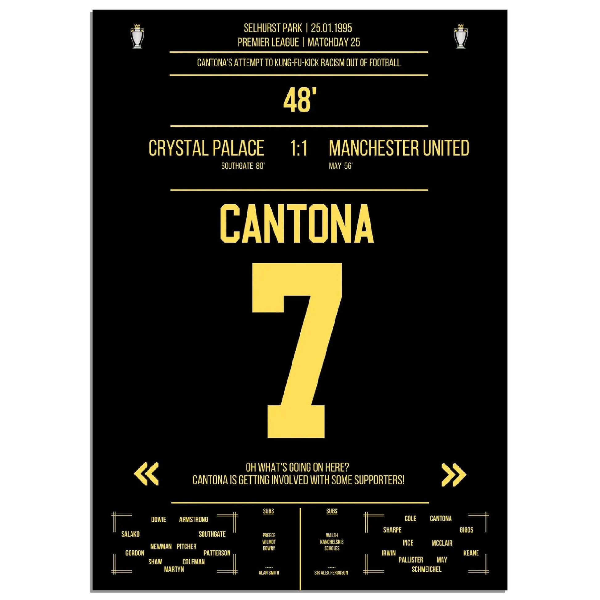 Cantona Kung Fu Tritt im Premier League Spiel ManU - Crystal Palace 1995 