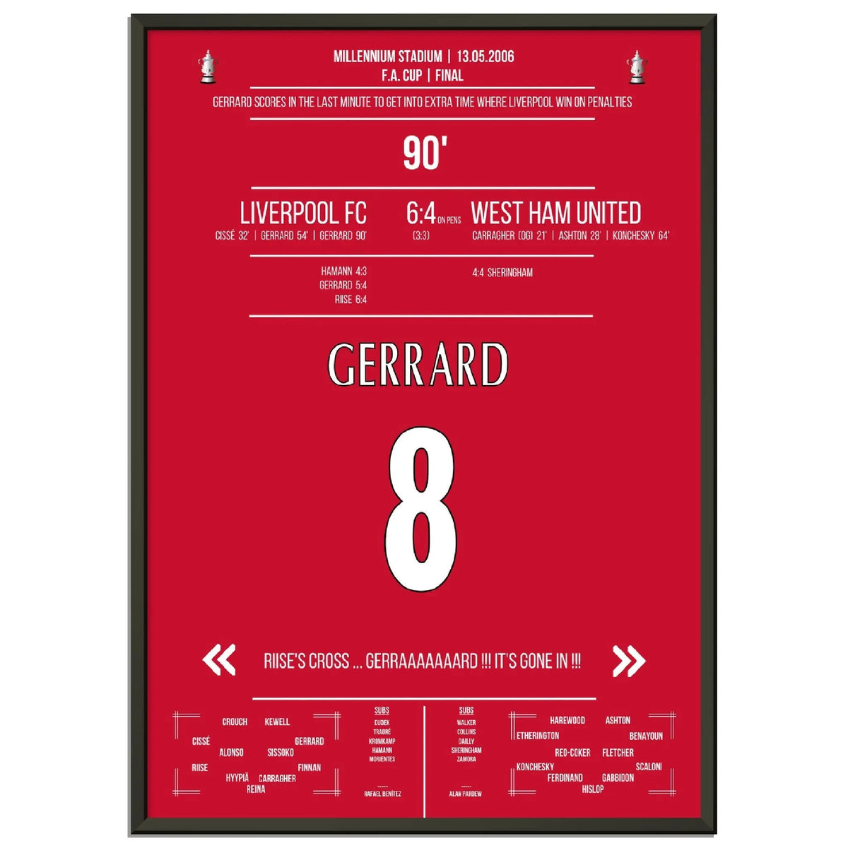 Gerrard salva il Liverpool portandolo ai tempi supplementari nella finale di FA Cup del 2006 contro il West Ham.