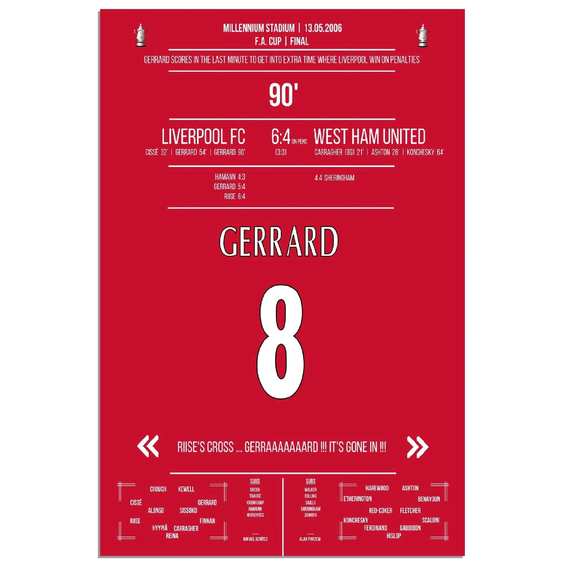 Gerrard rettet Liverpool in die Verlängerung im FA Cup Finale in 2006 gegen West Ham 