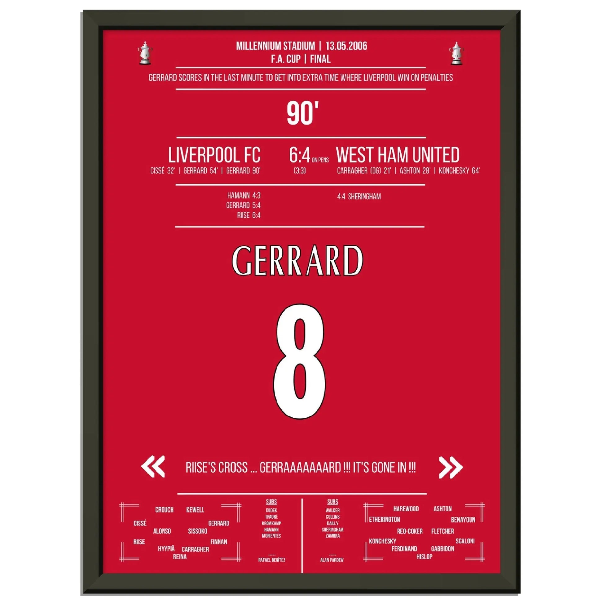 Gerrard rettet Liverpool in die Verlängerung im FA Cup Finale in 2006 gegen West Ham 