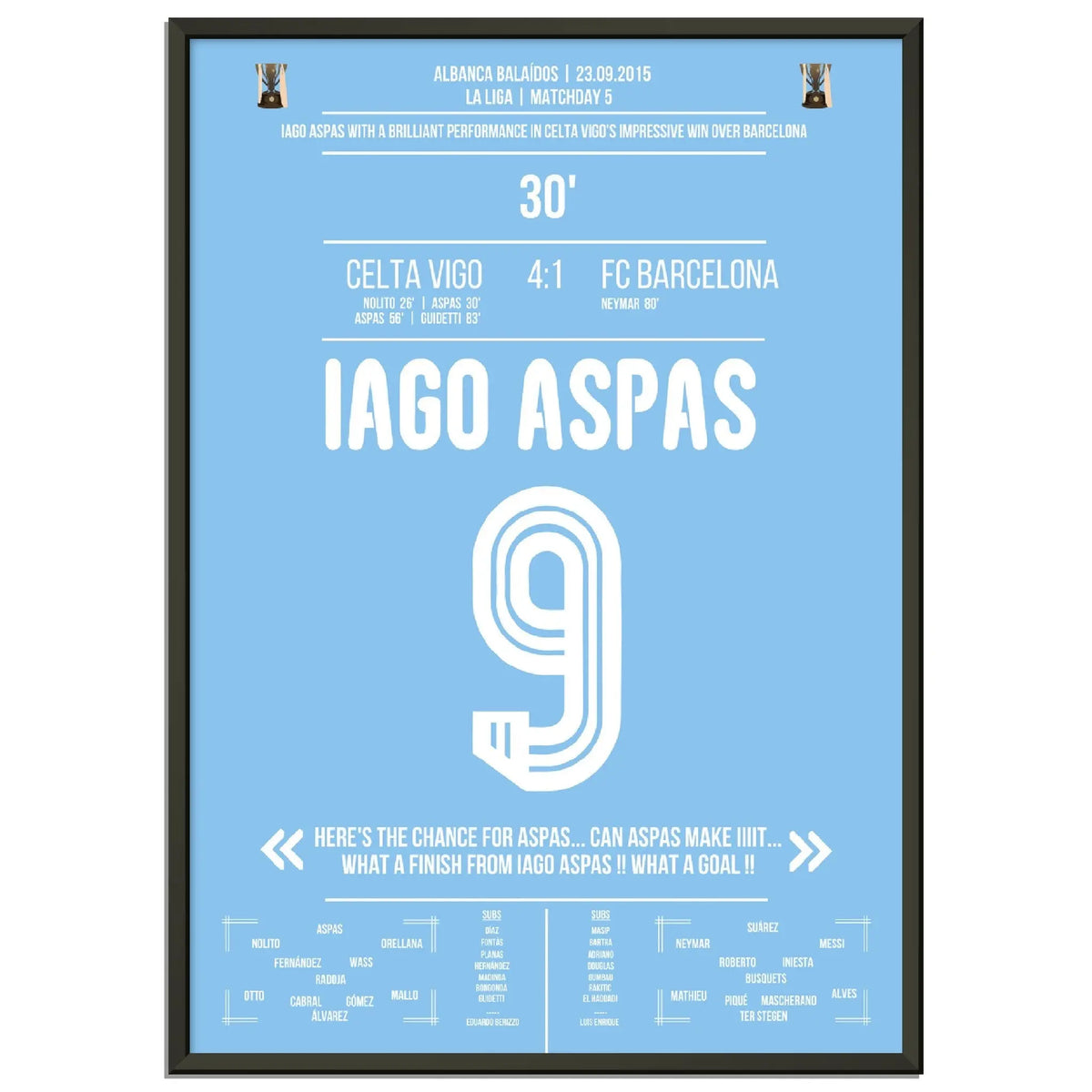 Iago Aspas con doppietta contro il Barcellona La Liga 2015/16