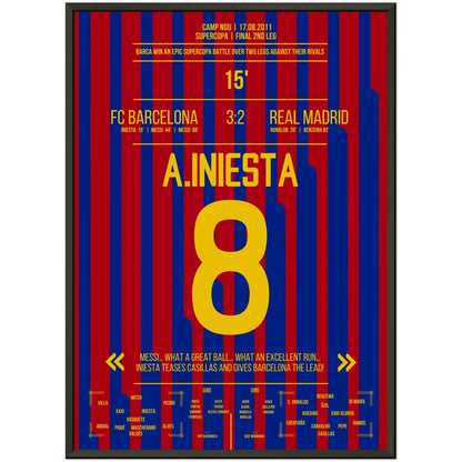Iniesta's Tor bei Supercopa-Sieg in 2011 50x70-cm-20x28-Schwarzer-Aluminiumrahmen