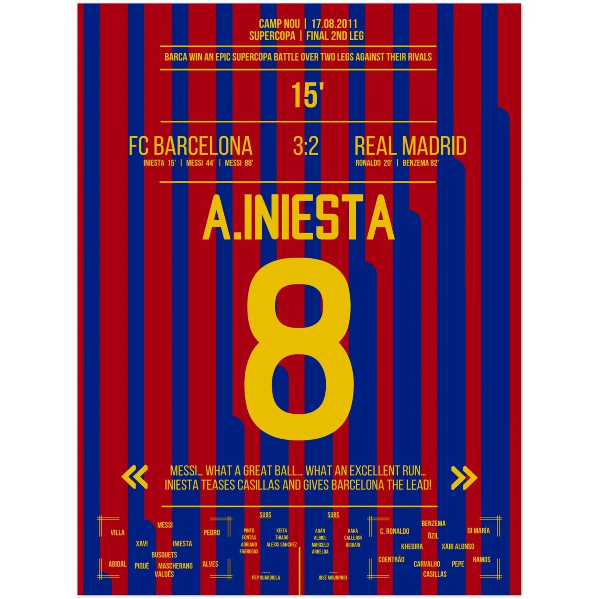 Iniesta's Tor bei Supercopa-Sieg in 2011 45x60-cm-18x24-Ohne-Rahmen