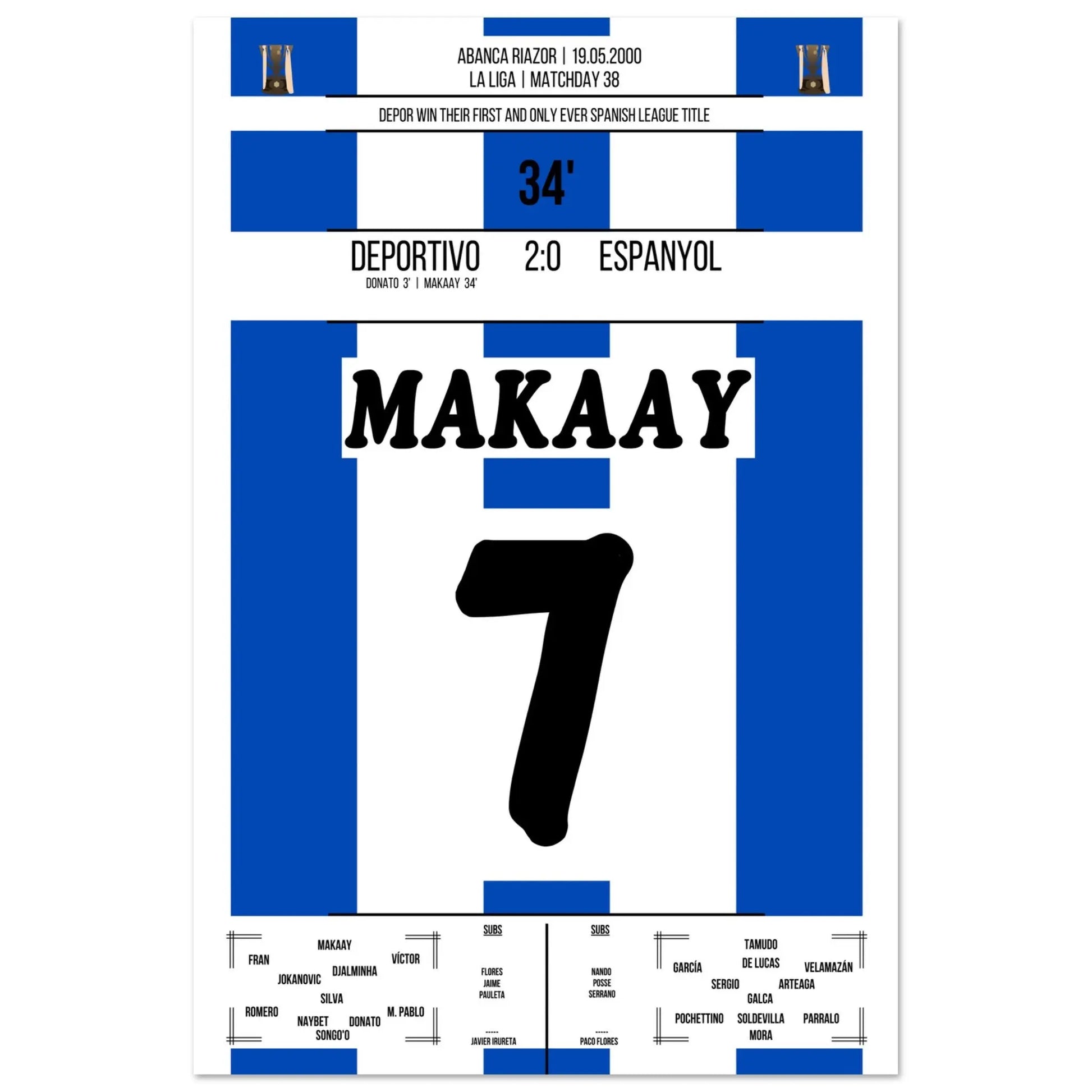 La Coruna's erster Meistertitel in 2000 60x90-cm-24x36-Ohne-Rahmen