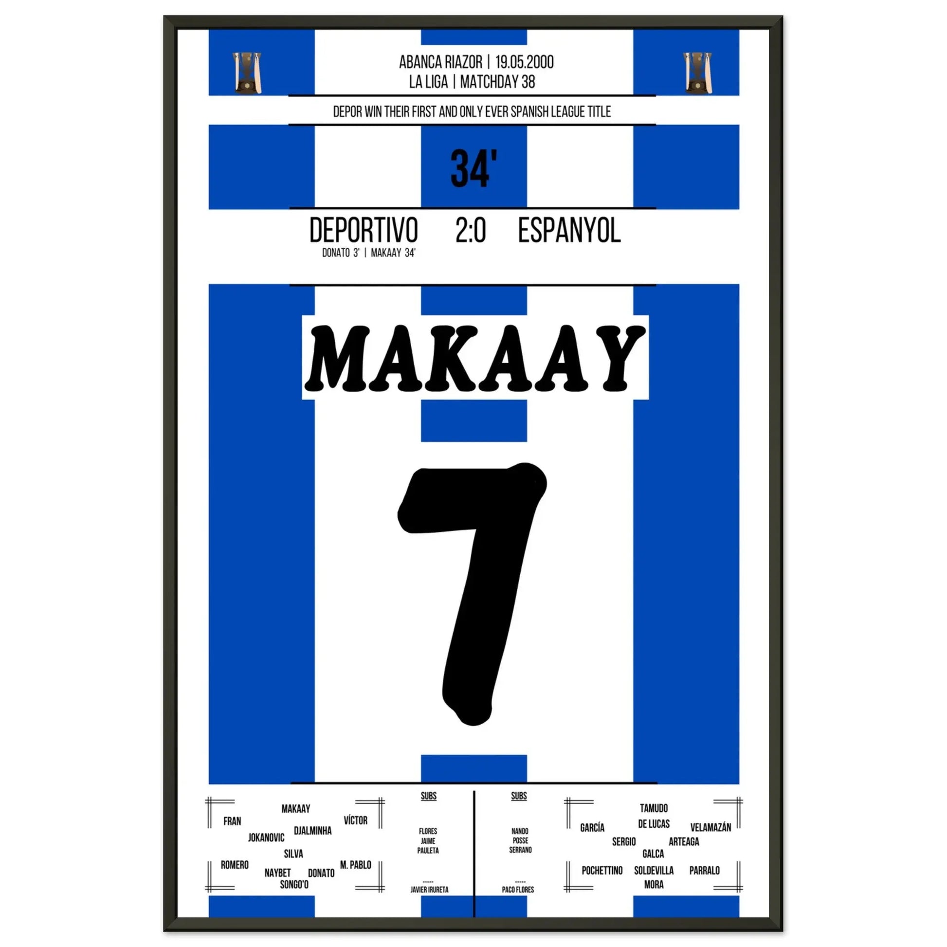 La Coruna's erster Meistertitel in 2000 60x90-cm-24x36-Schwarzer-Aluminiumrahmen