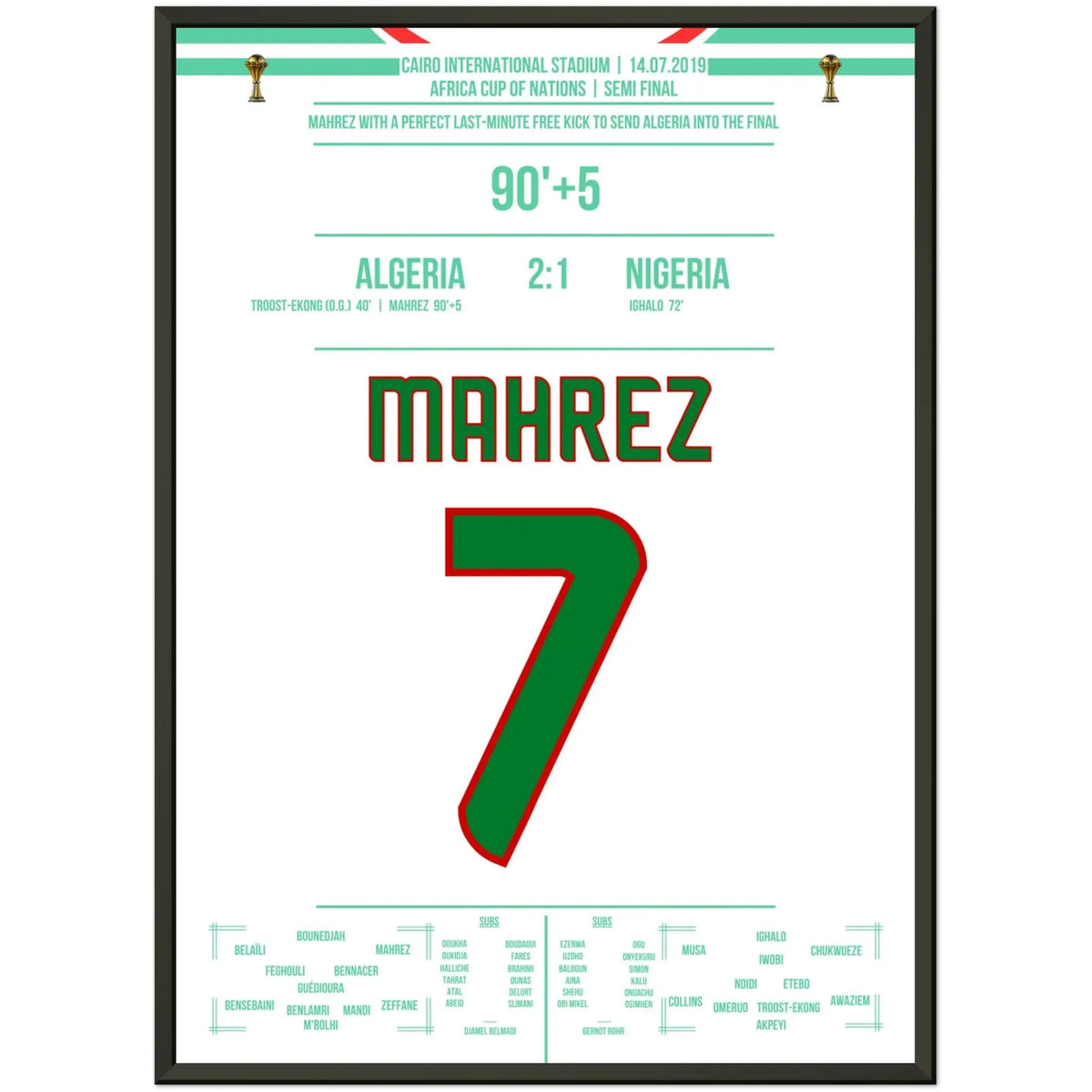 Mahrez tiro libre de ensueño en el último minuto de la semifinal de la Copa África