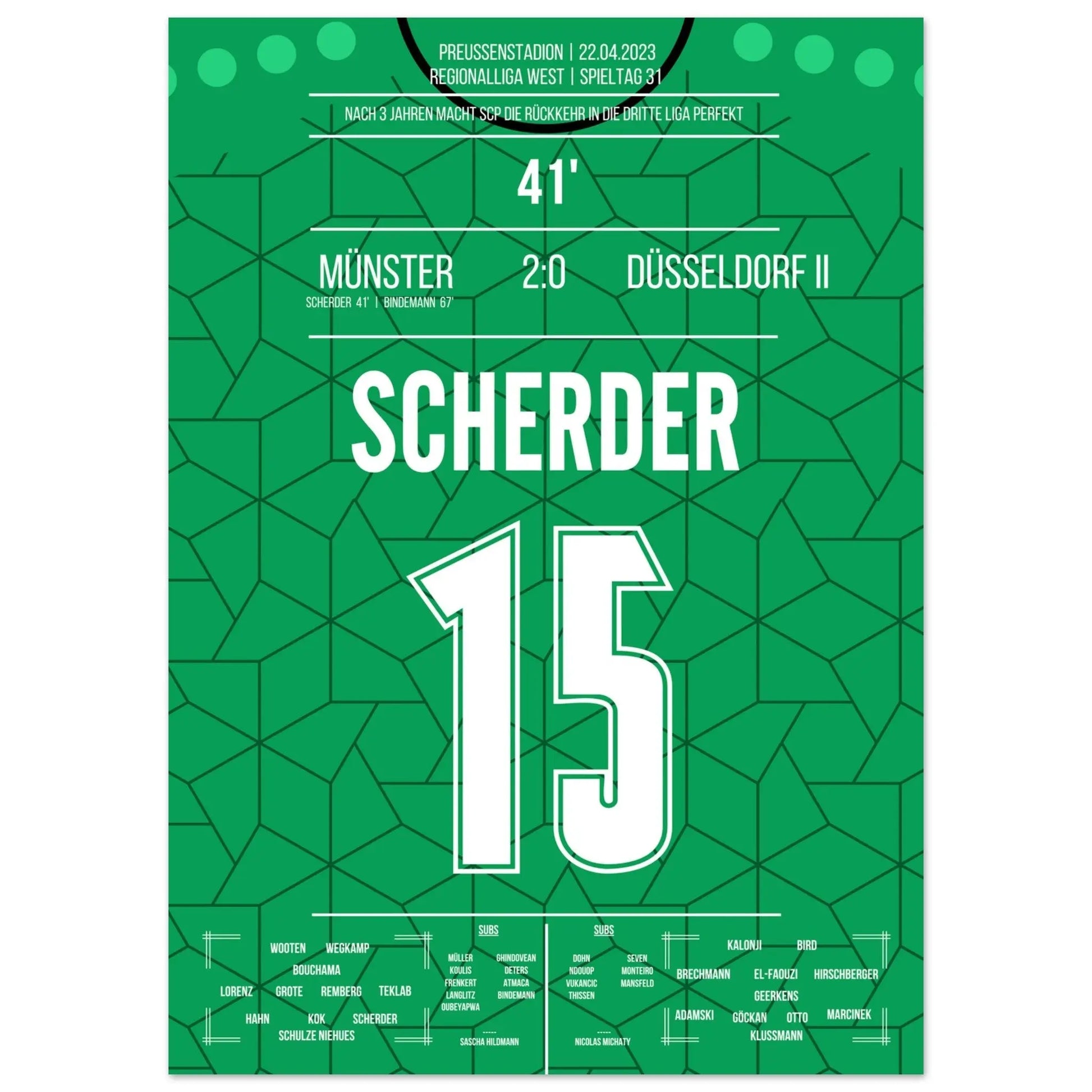 Münster's Rückkehr in die dritte Liga in 2023 50x70-cm-20x28-Ohne-Rahmen