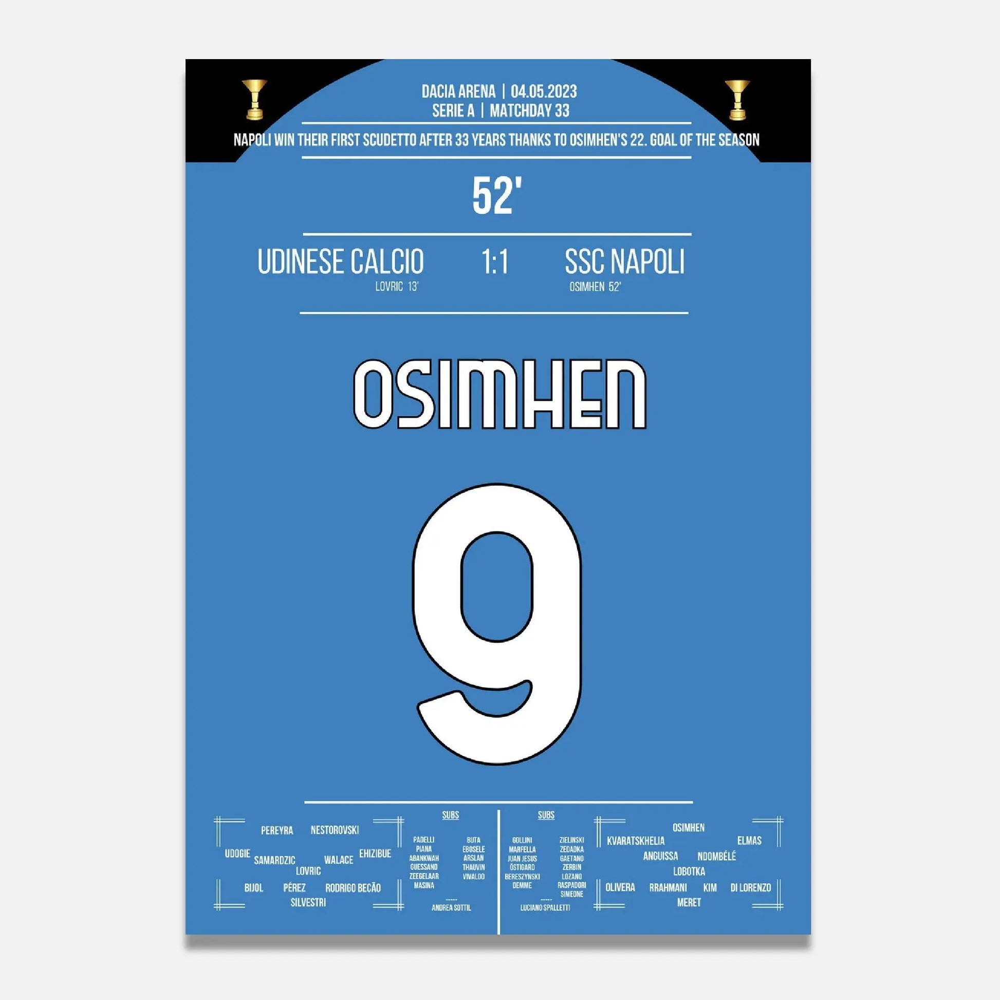 Neapel's 3. Scudetto nach 33 Jahren gegen Udinese 