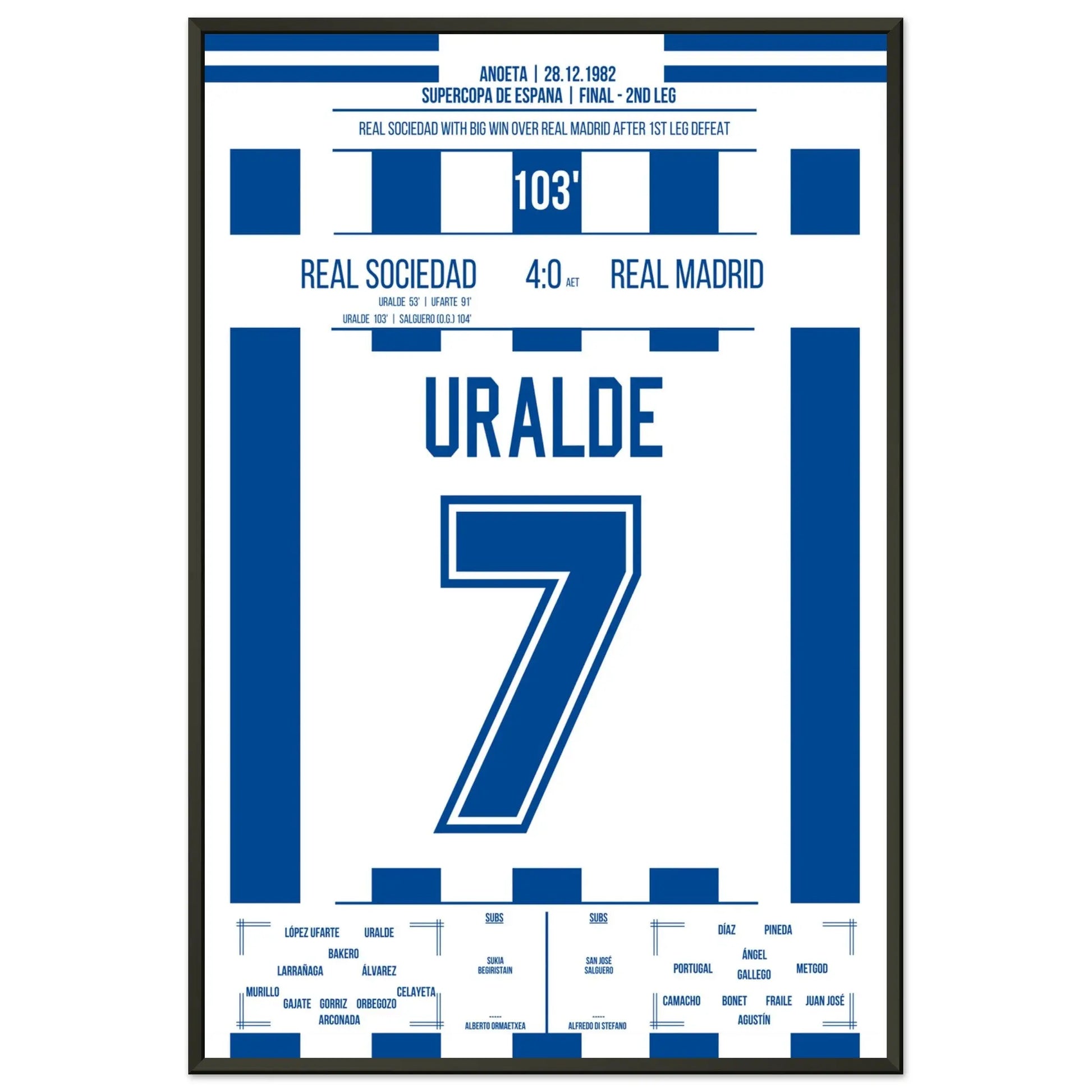 Real Sociedad gewinnt den spanischen Supercopa 60x90-cm-24x36-Schwarzer-Aluminiumrahmen