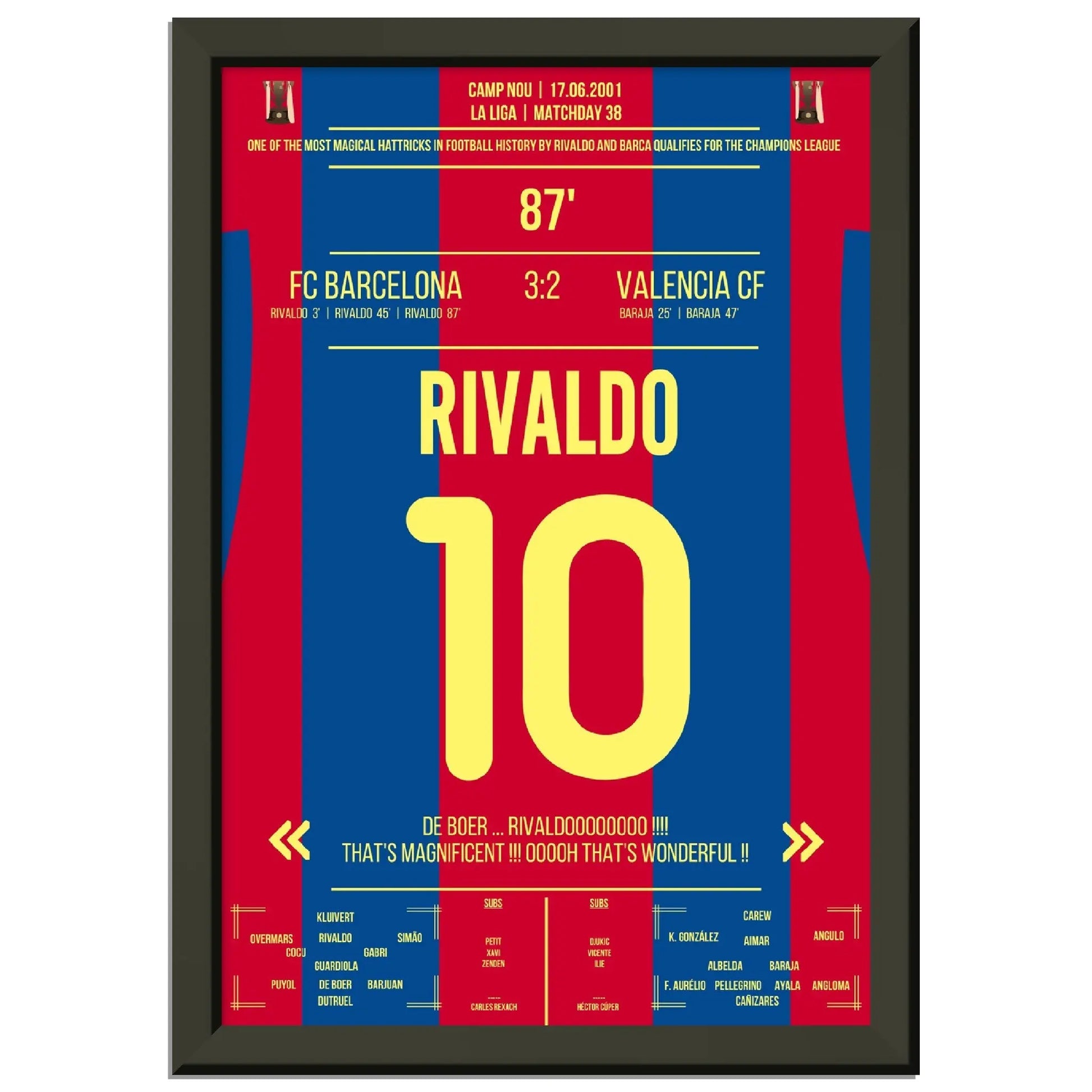 Rivaldo's magischer hattrick führt Barcelona in die Champions League 