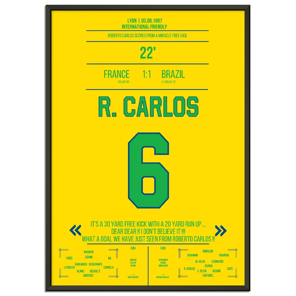Roberto Carlos' magical free kick against France