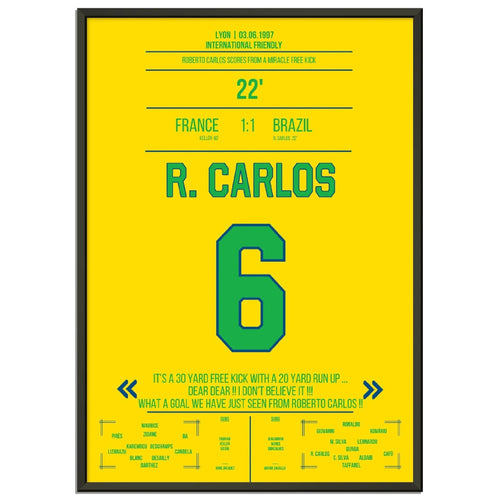 Tiro libre mágico de Roberto Carlos contra Francia