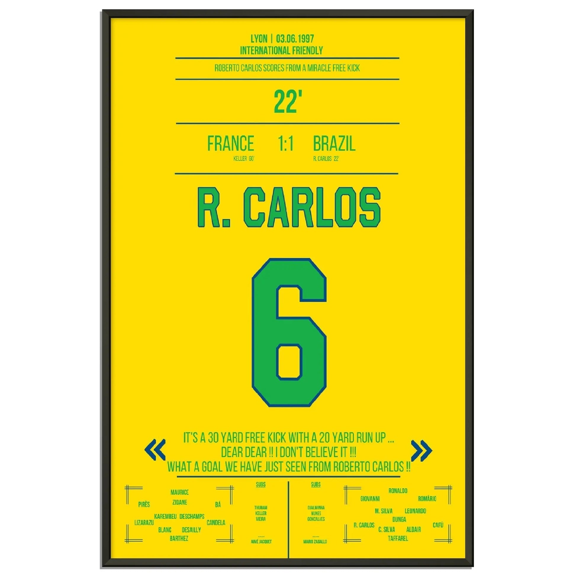 Roberto Carlos magischer Freistoss gegen Frankreich 