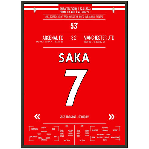 Il gol da sogno di Saka da lontano contro il ManU