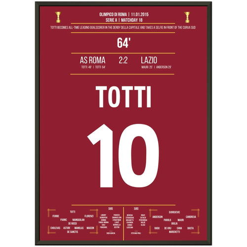 El gol récord de Totti en el derbi romano y su celebración con selfie contra Lazio en el partido de la Serie A en 2015.