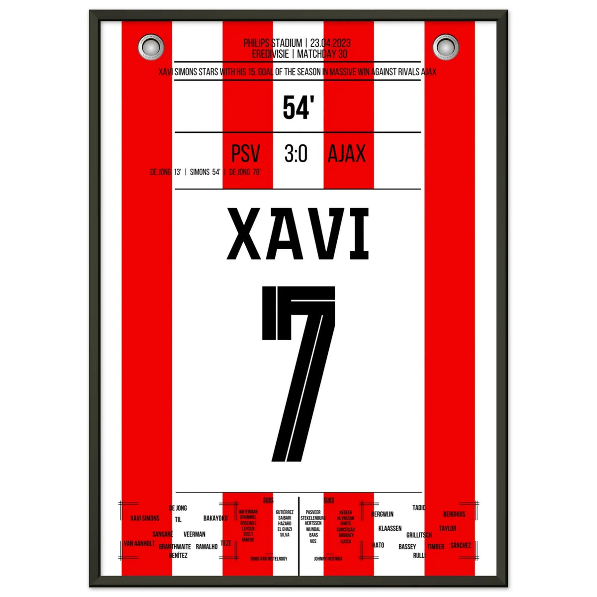 Xavi Simons con gol y asistencia en la victoria en casa contra el Ajax 2023