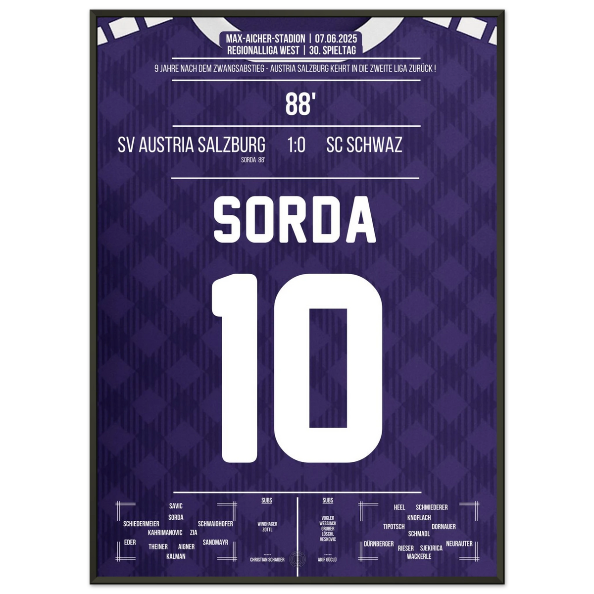 Sorda scores shortly before the end and Salzburg returns to professional football