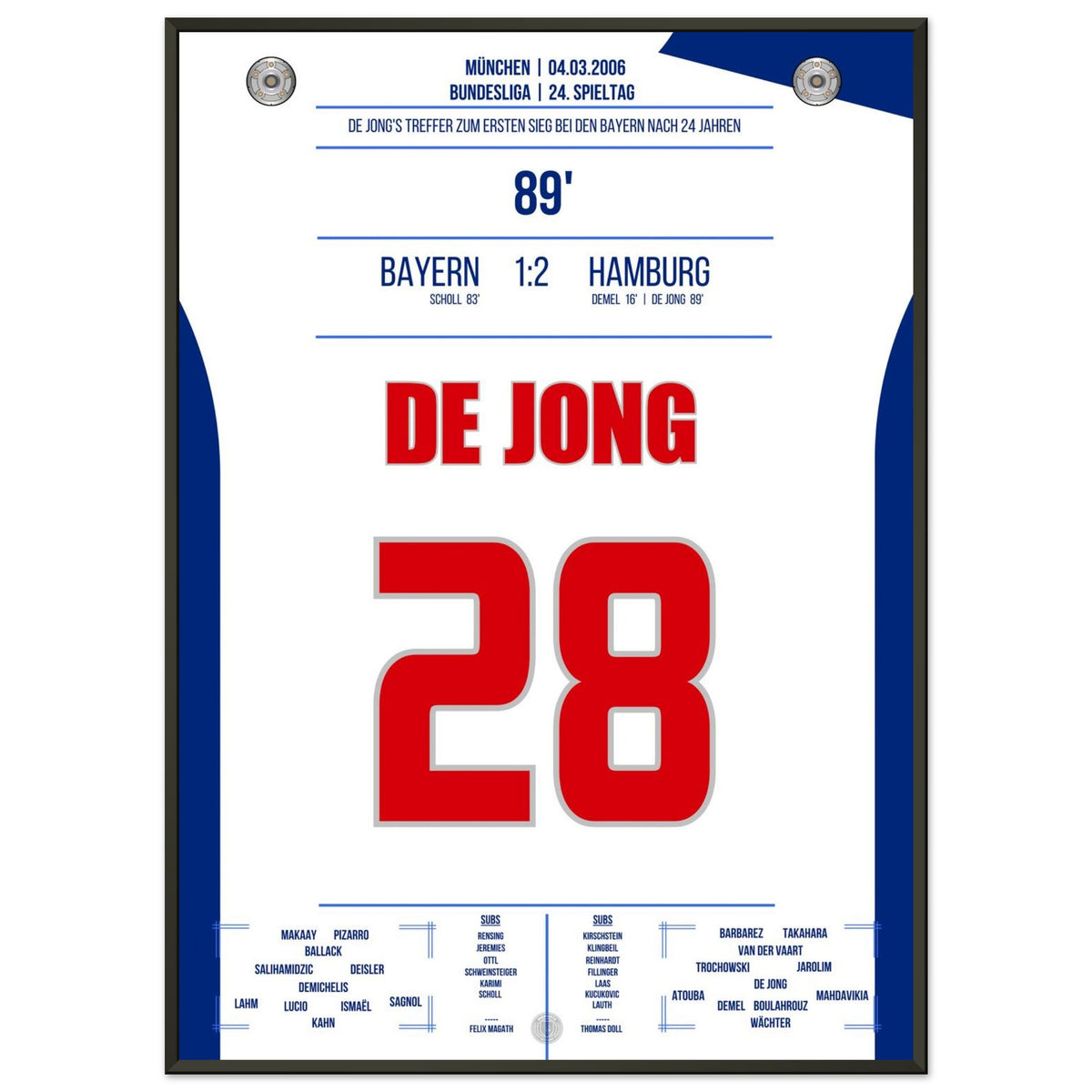 De Jong's goal for Hamburg's first win against Bayern in 24 years