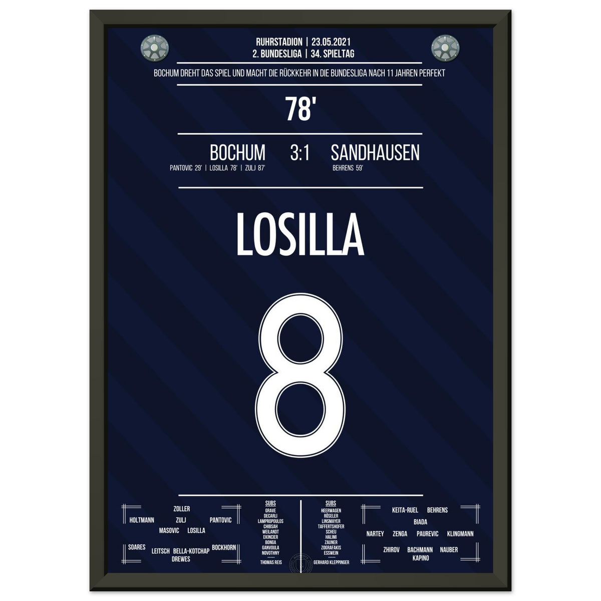 Losilla's gol lleva al Bochum de vuelta a la Bundesliga.