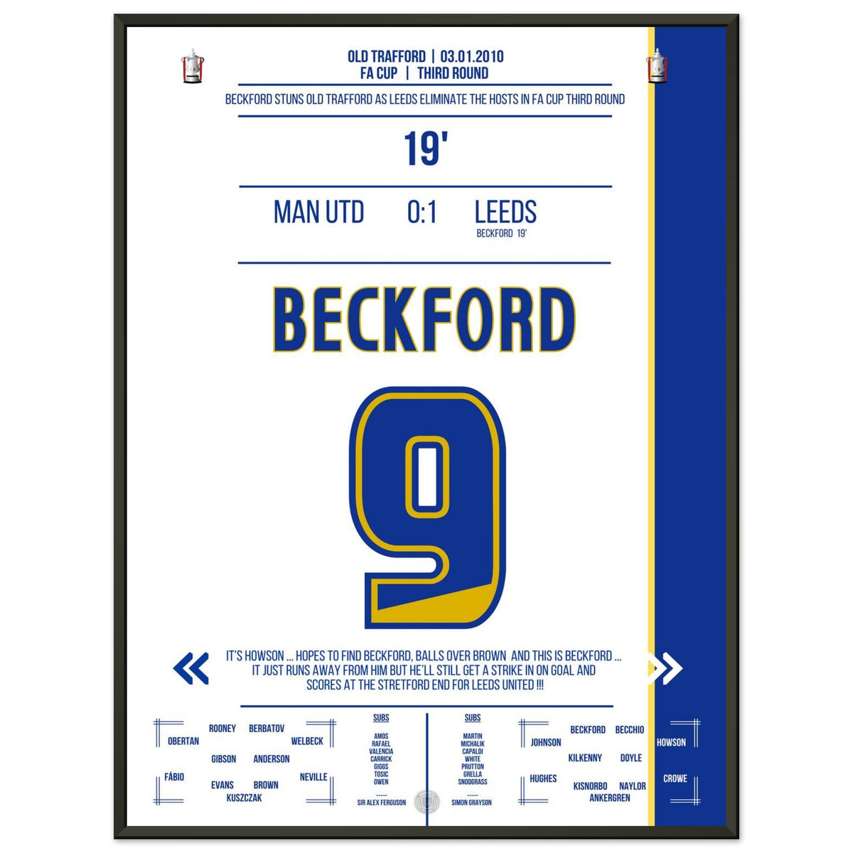 Il gol decisivo di Beckford nella vittoria in FA Cup a Old Trafford