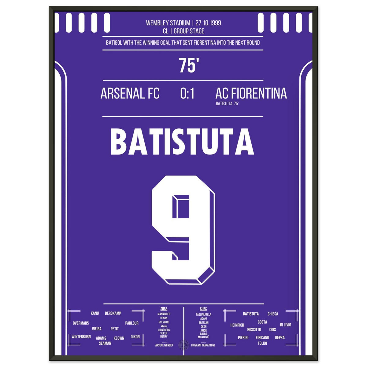 Batistuta marca para llevar a la Fiorentina a la siguiente ronda 1999/00