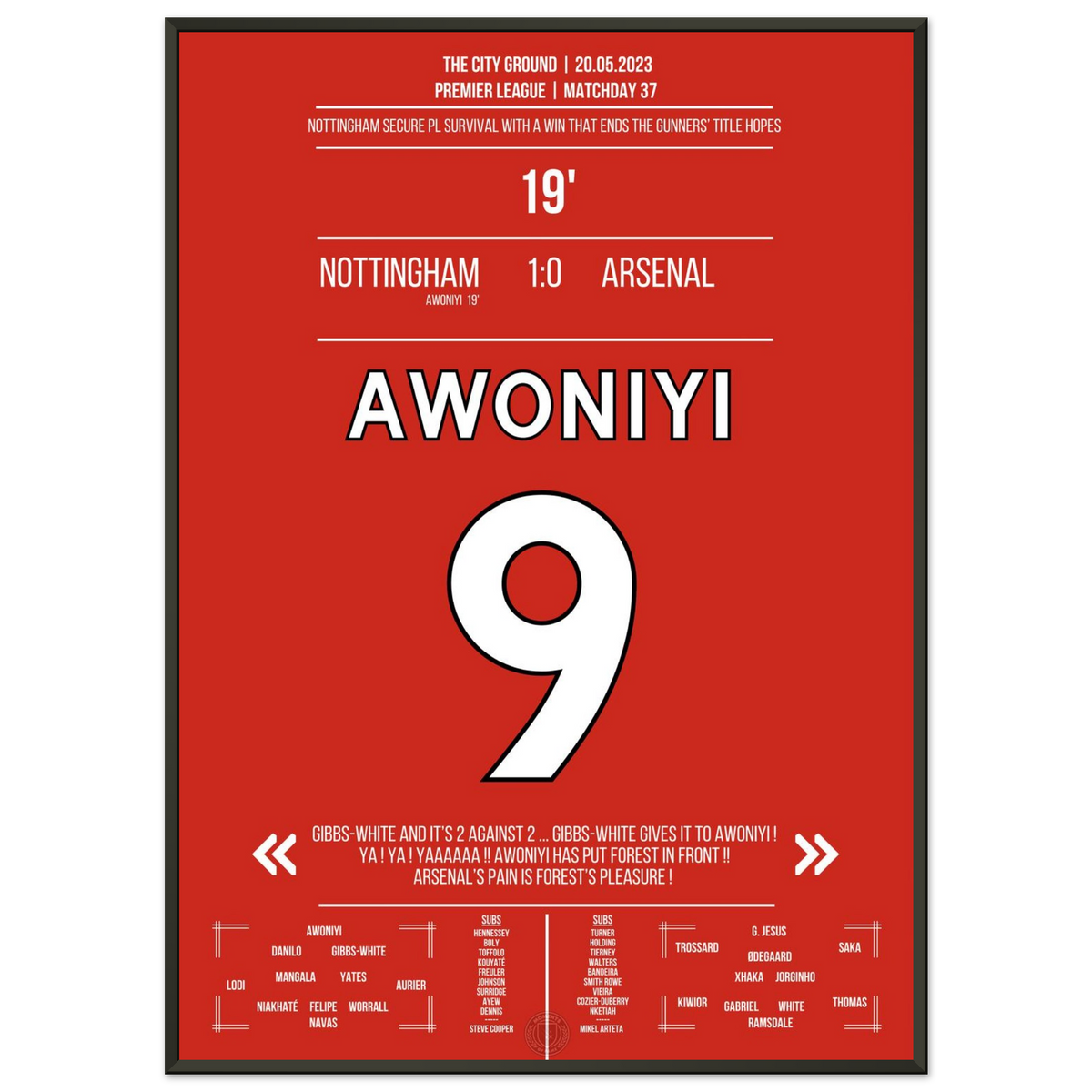 Awoniyi scores to help Forest stay in the league