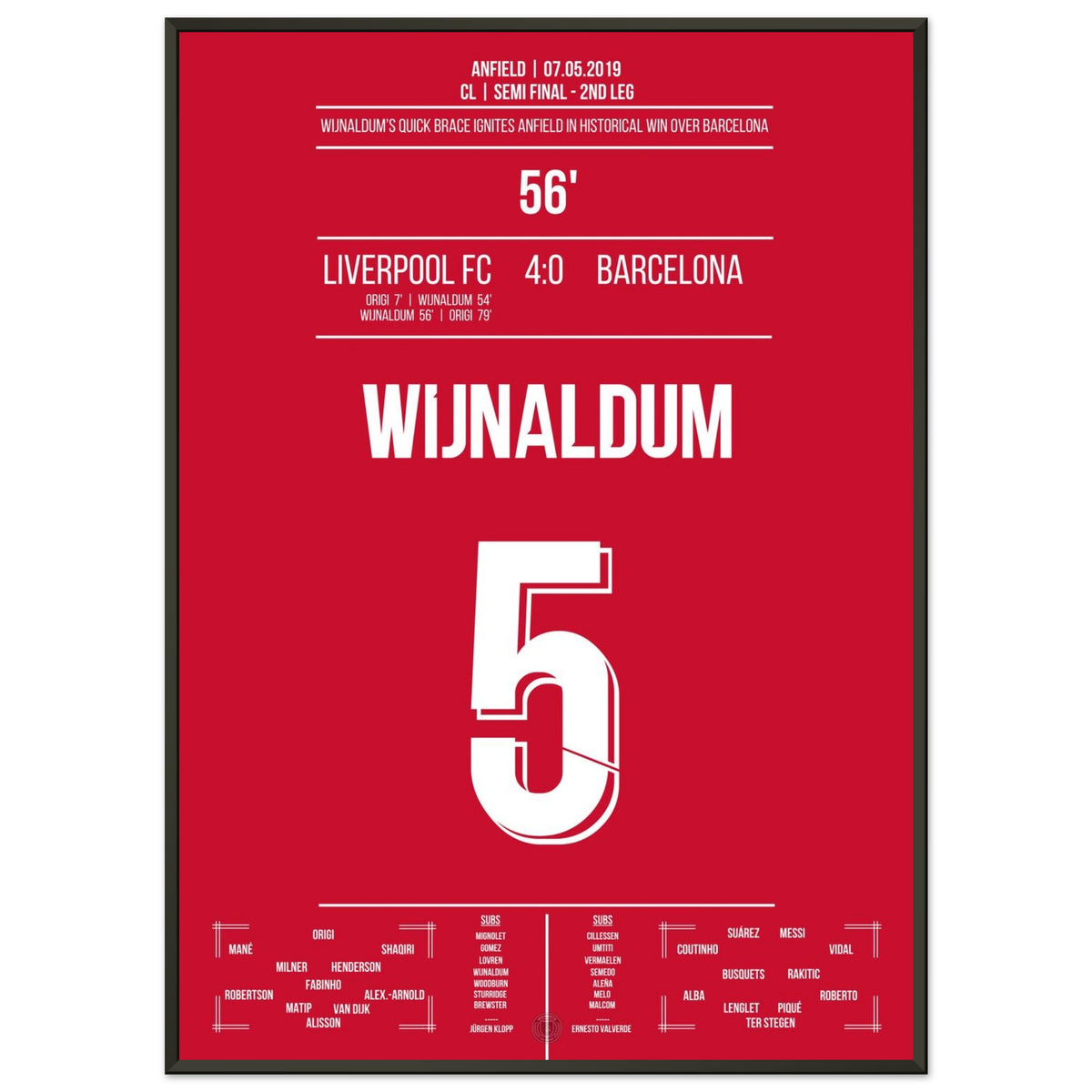 Wijnaldum's double pack in Liverpool's legendary victory against Barcelona