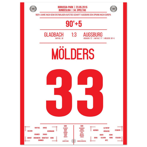 Augsburgo se clasifica para la Europa - Mölders contra Gladbach 2015