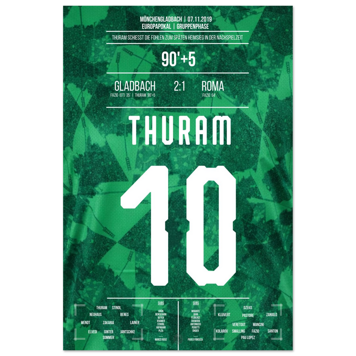 Thuram trifft spät gegen die Roma und versetzt Gladbach in europäische Ekstase