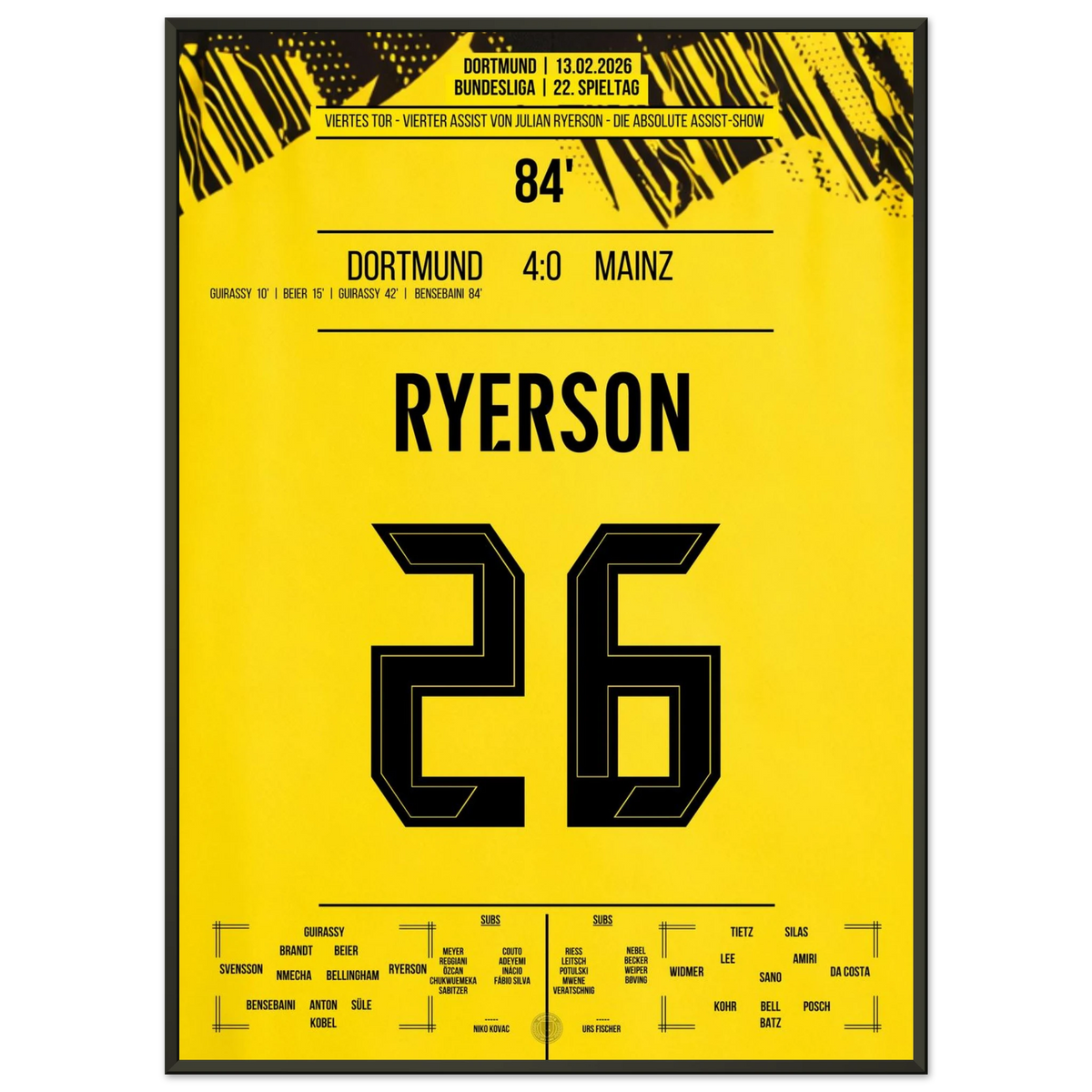Ryerson's assist show in the 4-0 home win
