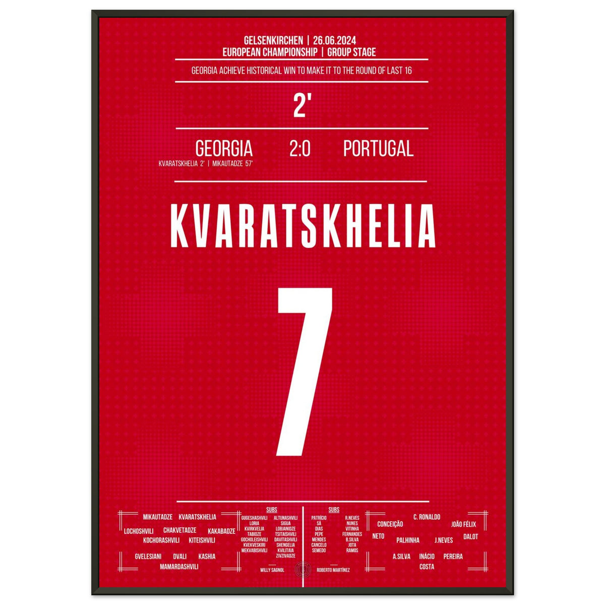 Kvaratskhelia gol de apertura en la histórica victoria de Georgia para avanzar a los octavos de final.