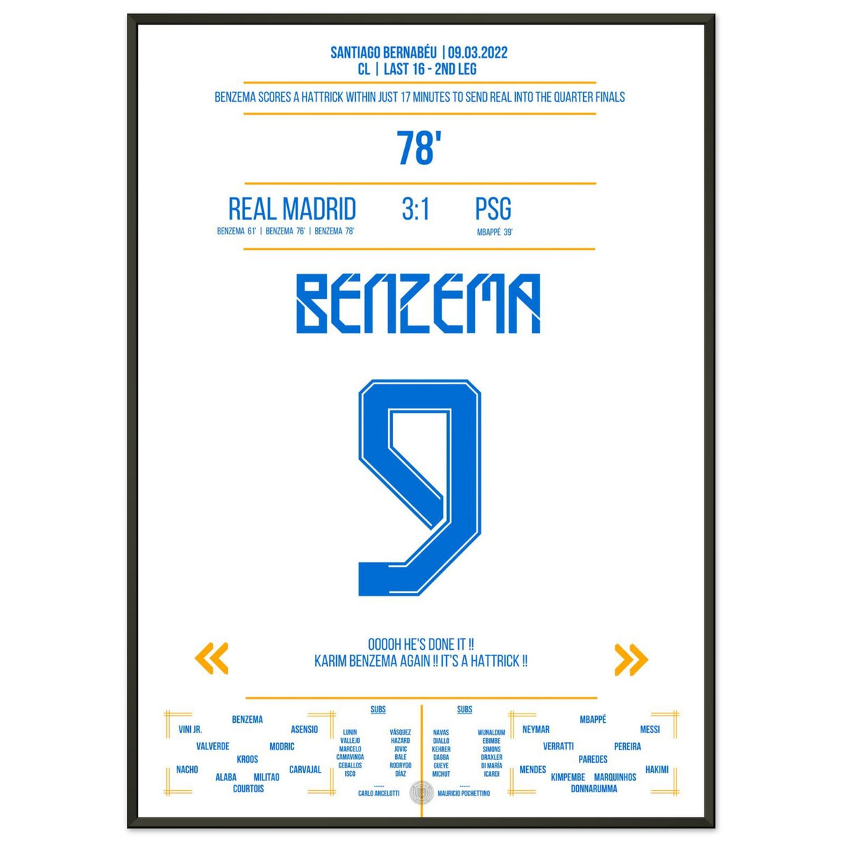 Benzema's 17-minute hat-trick against Paris